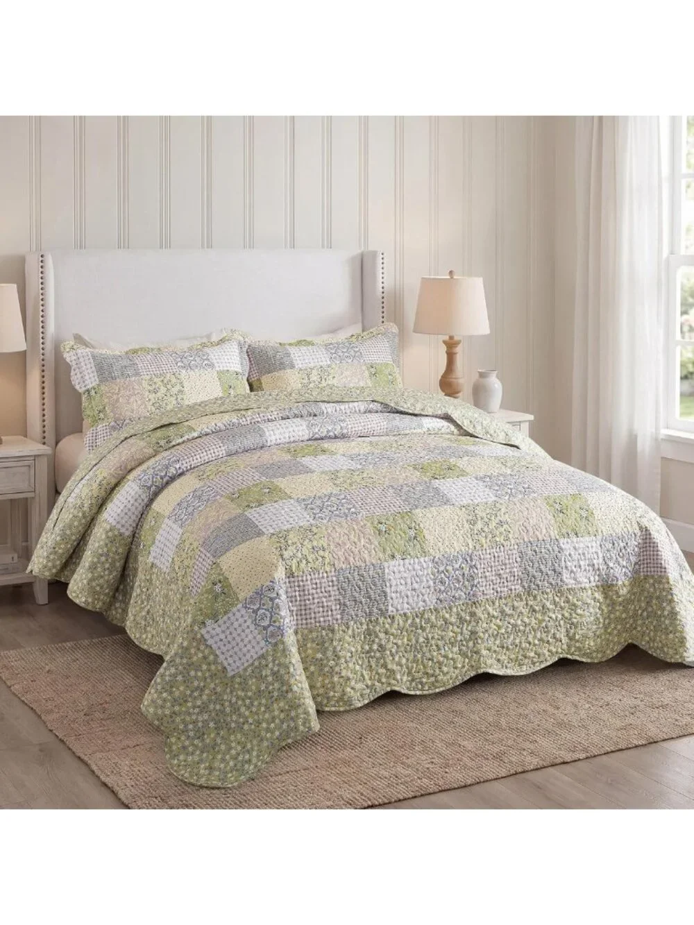 Extra Large Oversized King Bedspread Set 120x120 - Reversible Lightweight Quilt